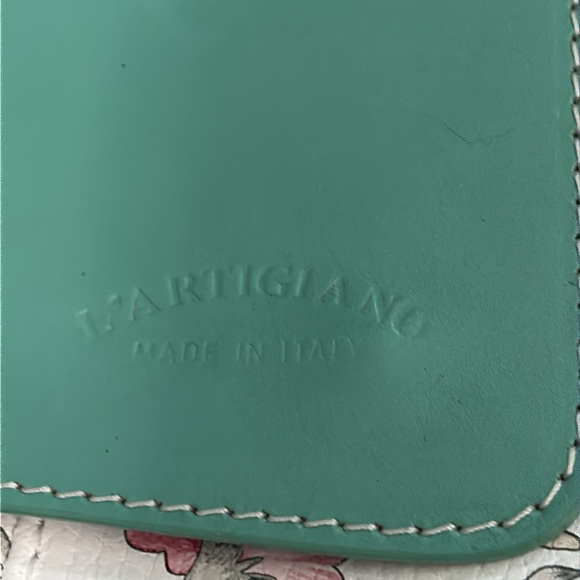 L'Artigiano Italian Genuine Leather Crossbody Bag Teal Floral - Picture 12 of 12